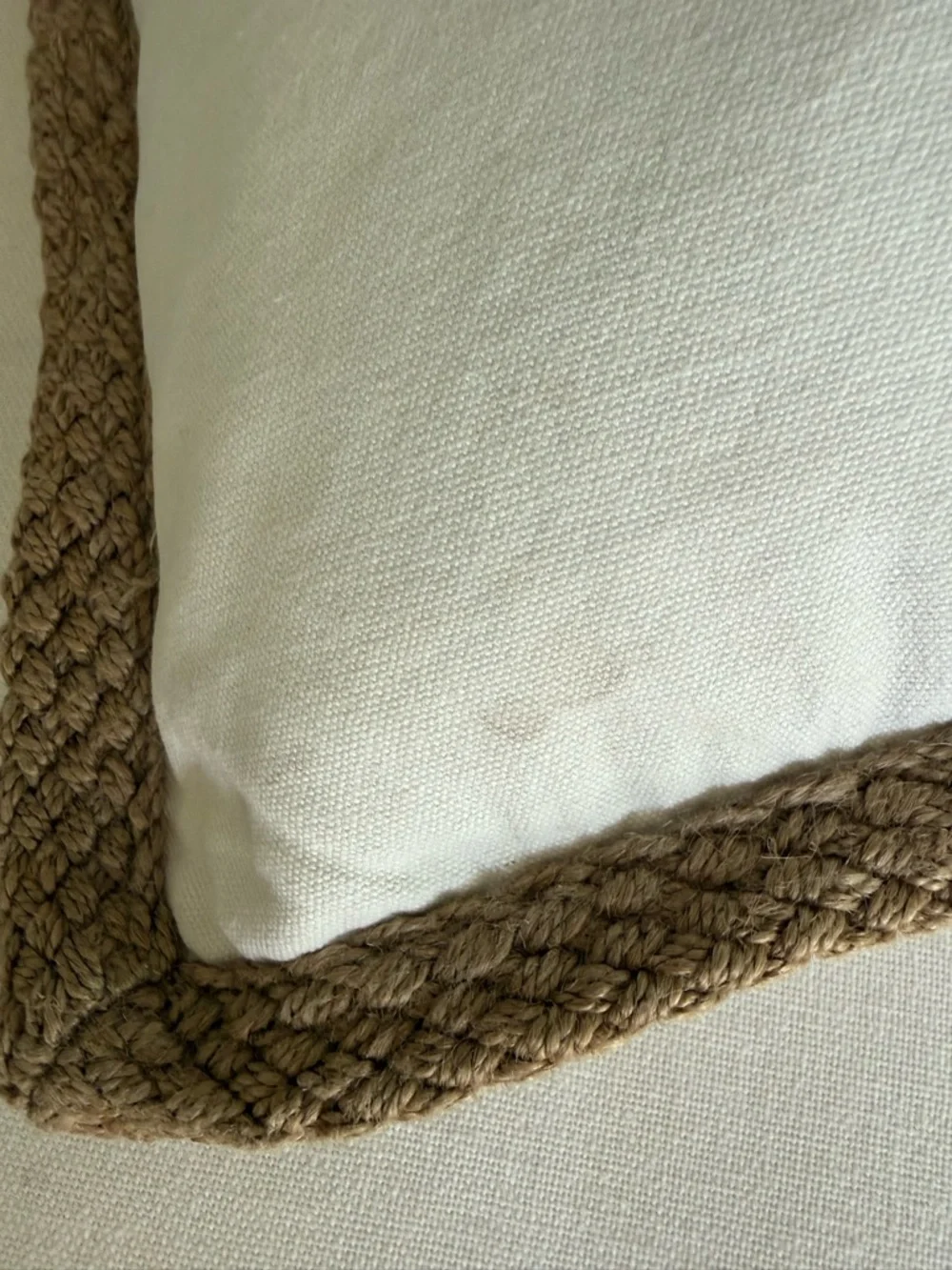 DOMAIN Cotton Jute Embroidered Bird Accent Pillow Duck Feather Insert 14x21
